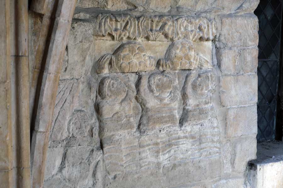 Romanesque frieze inside Lincoln Cathedral, Lincoln, England. Can only be seen on a guided tour