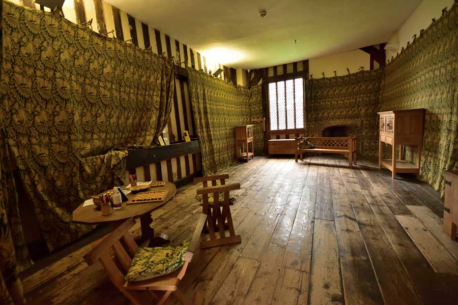 The games room at Gainsborough Old Hall, Lincolnshire, UK