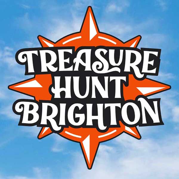 Treasure Hunt Brighton logo against white clouds and blue sky