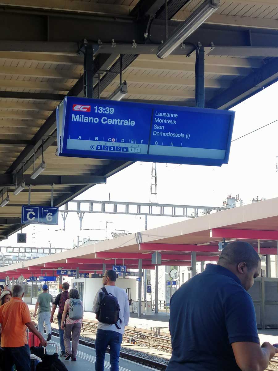 Waiting on the platform for the Milan Central train