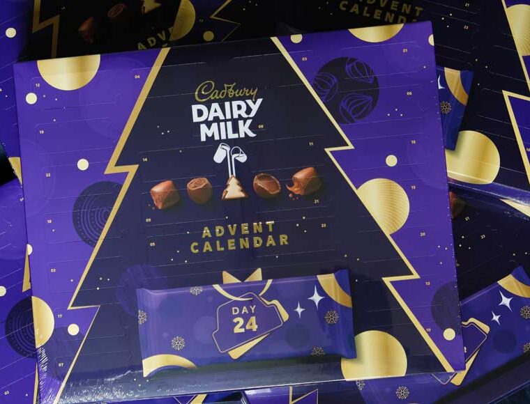 Cadbury Dairy Milk Chocolate Advent Calendar 2023 containing 23 Chocolates and 1 tablet chocolate bar