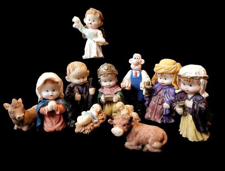 Christmas Nativity scene with Wallace from Wallace and Gromit lurking at the back!