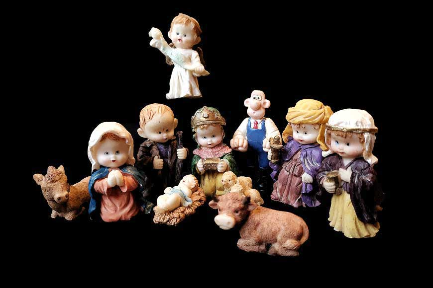 Christmas Nativity scene with Wallace from Wallace and Gromit lurking at the back!