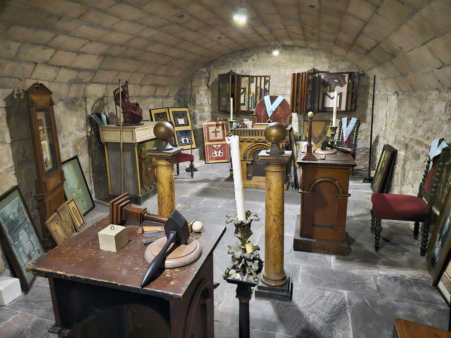 Masonic paraphernalia in the Masonic Museum, Bath, UK