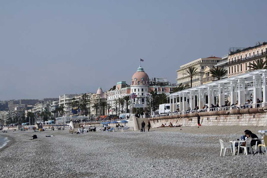 The beach in winter at Nice in the French Riviera