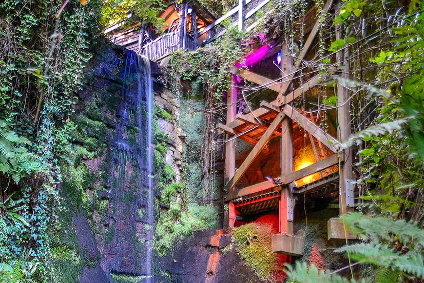 Shanklin Chine's largest waterfall, near the upper pay gate