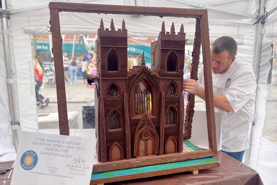 Large Chocolate sculpture of York Minster by Ashley McCarthy