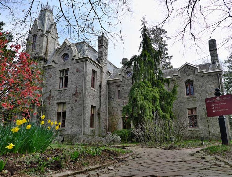 Exterior of Ebenezer Maxwell Mansion Philadelphia in spring