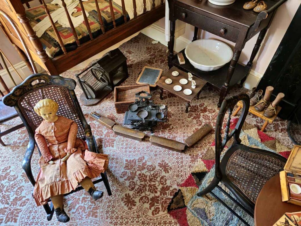 Victorian era toys in the children's room at Ebenezer Maxwell Mansion Philadelphia