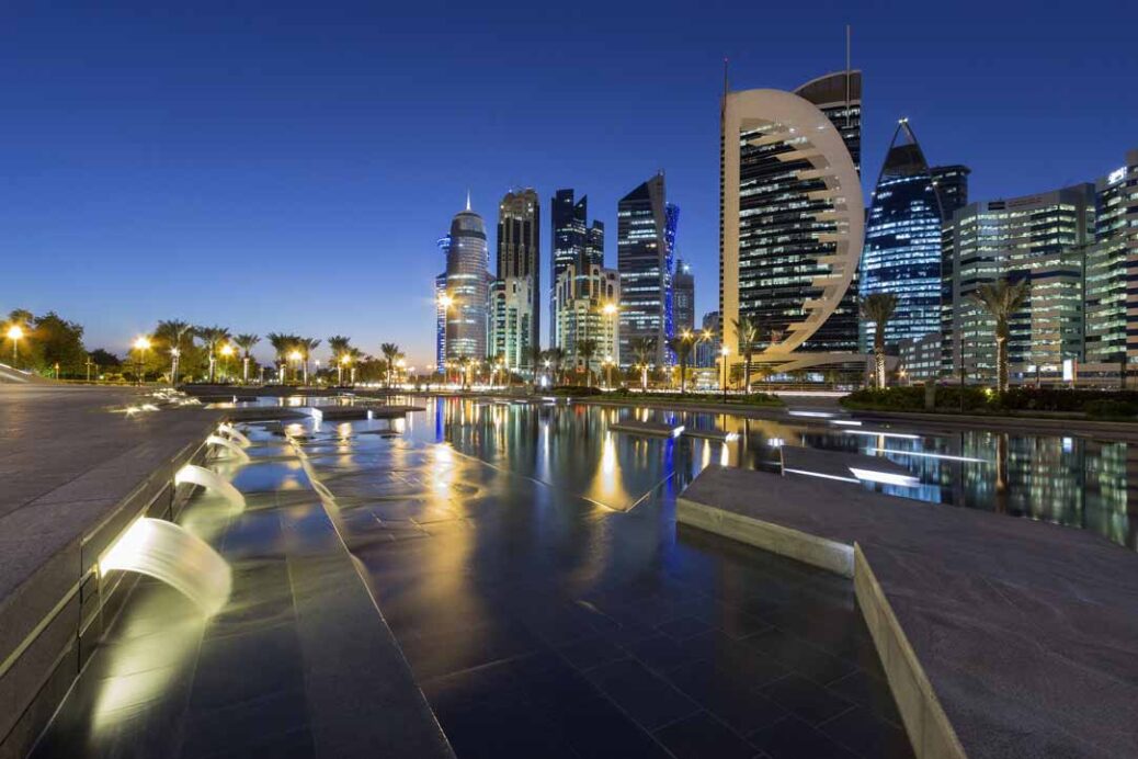 Cityscape at night, Doha, Qatar