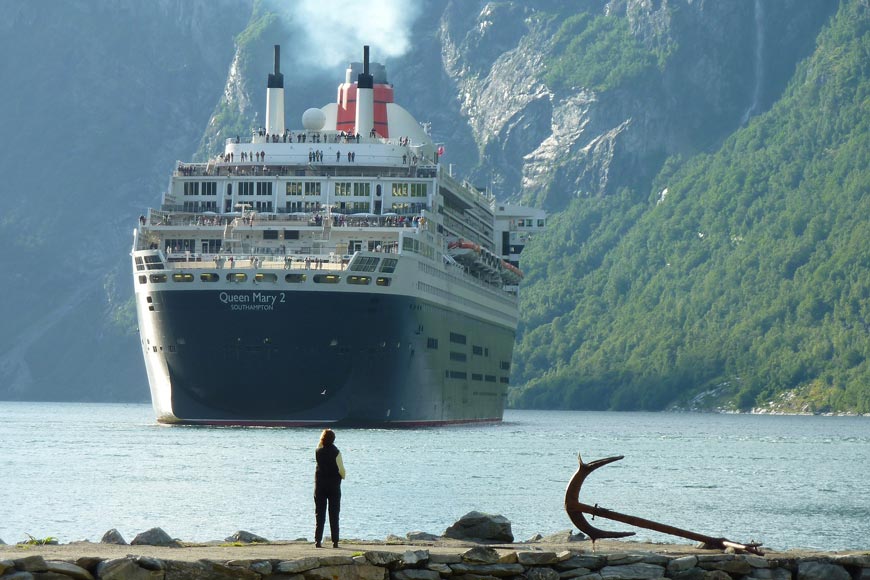 Cruise ship Queen Mary 2 in the Fjords