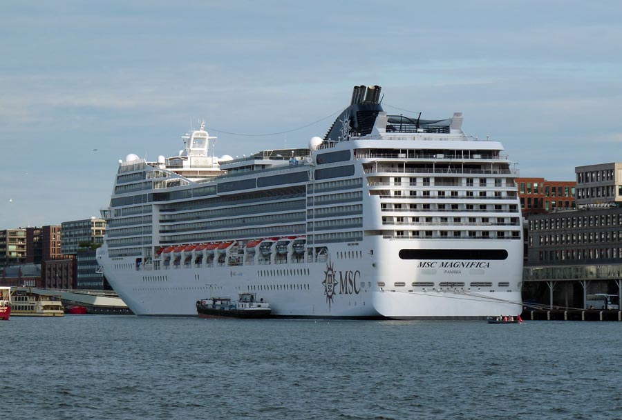 Cruise ship MSC Magnifica in Amsterdam harbour