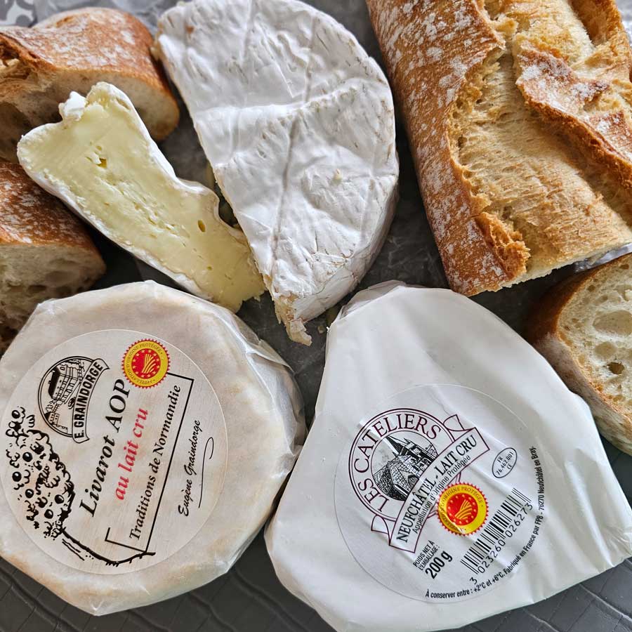Neufchâtel, Livarot, and Camembert from Normandy France. All made 'au lait cru' with unpasteurised milk.