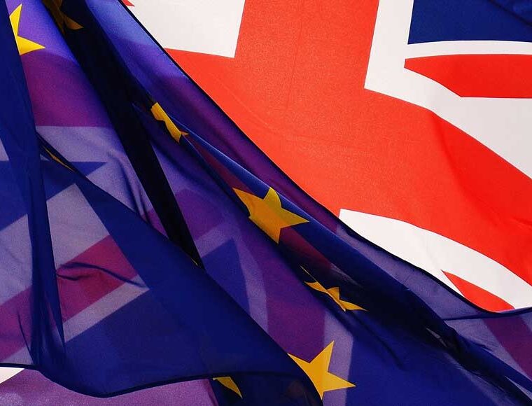 European Union and Great Britain flags