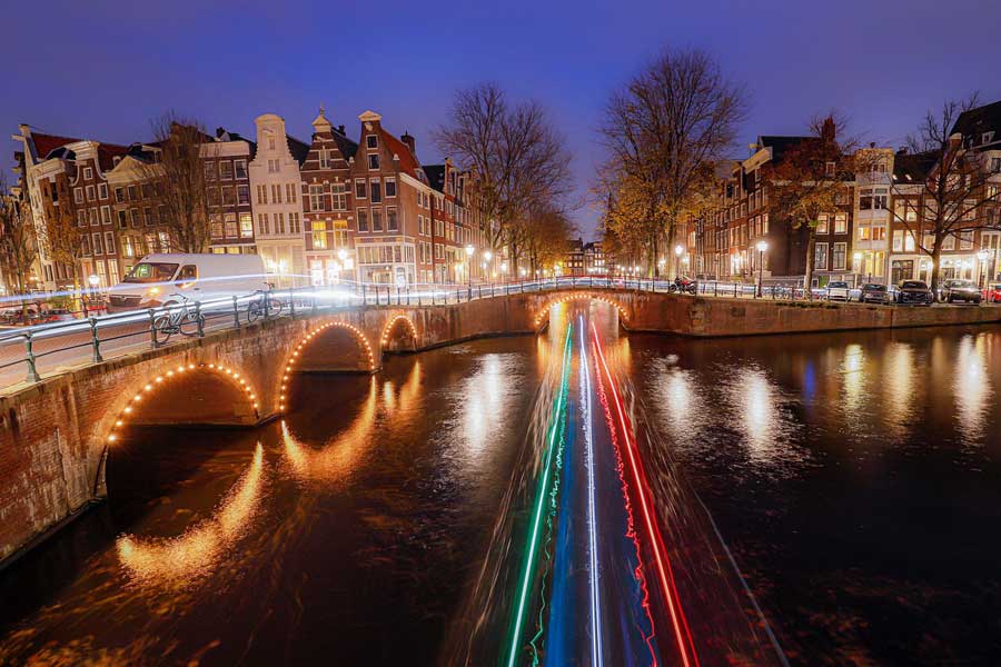 Amsterdam canal at night