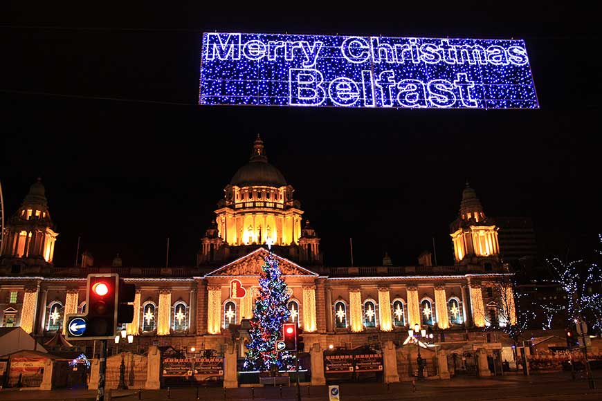 Belfast City Hall, Belfast, Northern Ireland, December 2009 (viewed from Donegal Place)