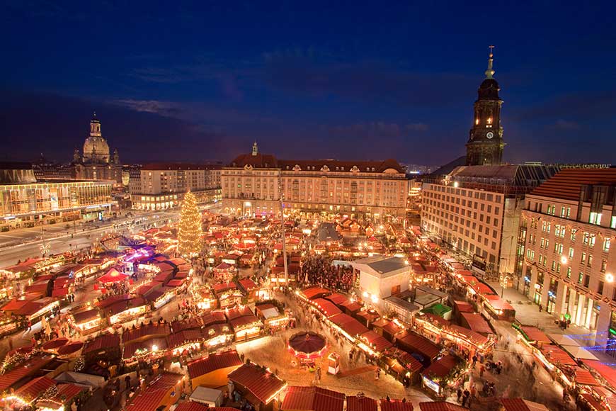Striezelmarkt Dresden viewed from above