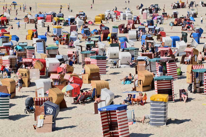 A crowded sandy beach