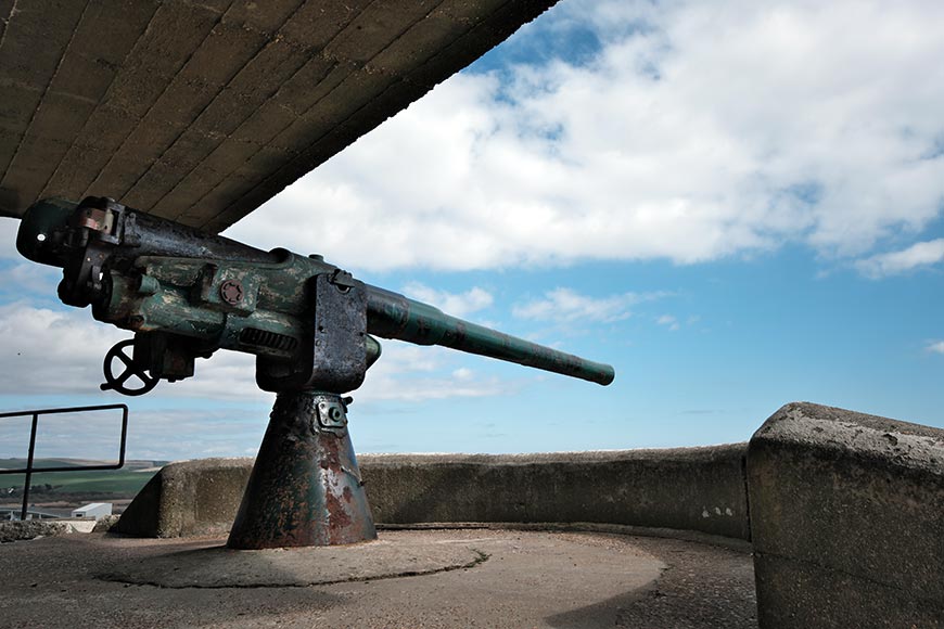 12 pounder Battery Gun in emplacement at Newhaven Fort, East Sussex
