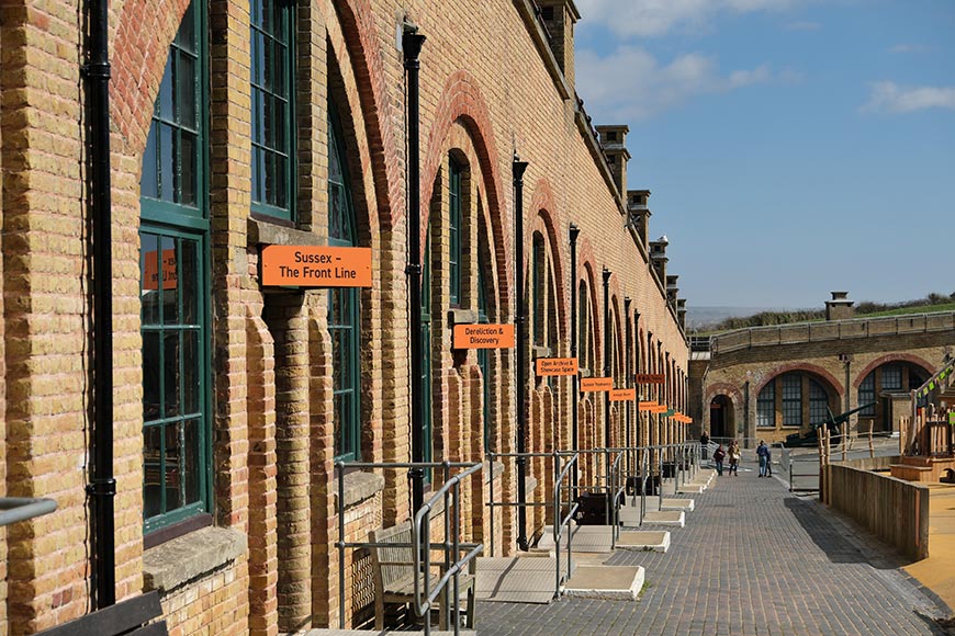 Exterior of the brick built barracks now the exhibition rooms at Newhaven Fort East Sussex