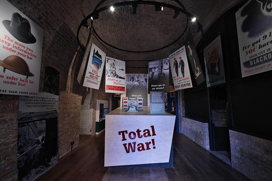 The Home Front Exhibition at Newhaven Fort in East Sussex showing wartime posters