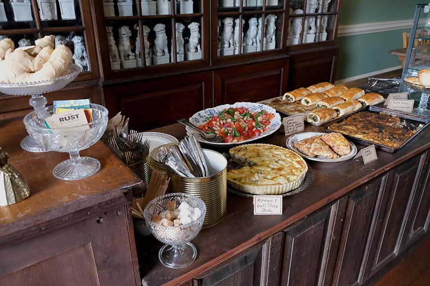Uncovered food on counter at Café Rust Preston Manor, Brighton
