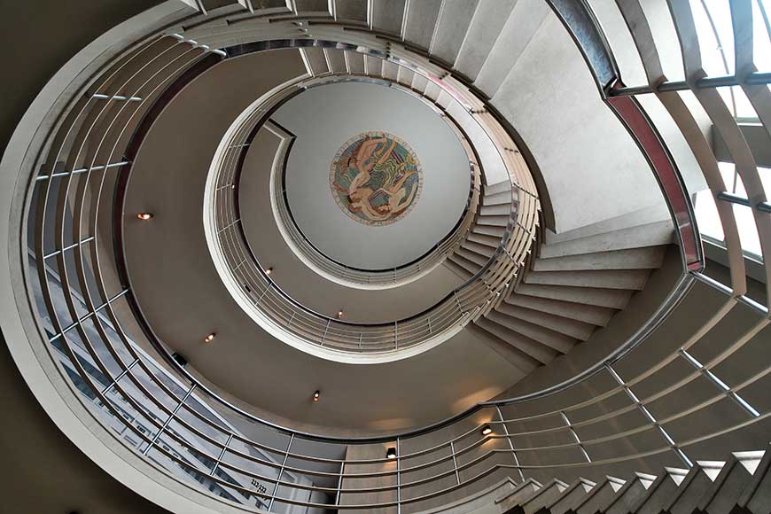 Art Deco staircase at Midland Hotel, Morecambe