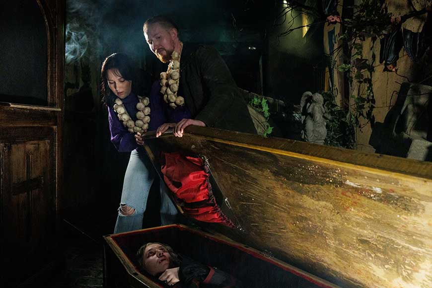 Dracula in a coffin at The London Dungeon