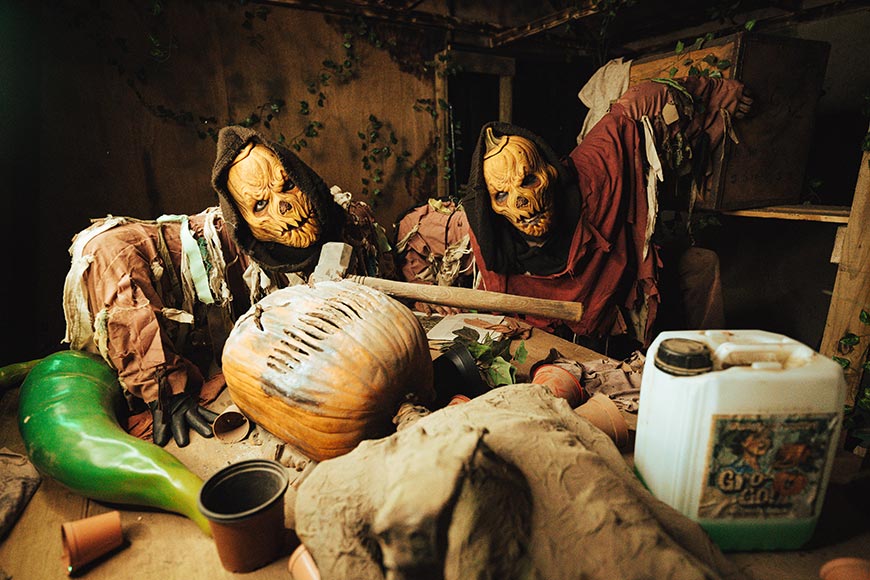 Scarecrow props from the award-winning FEAR Scream Park

best UK Halloween events