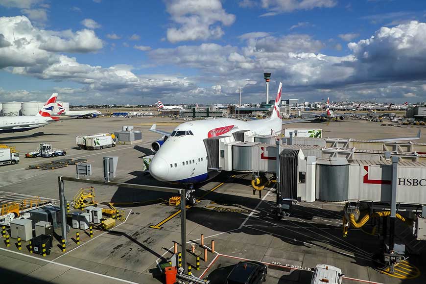 British Airways aircraft at airport terminal