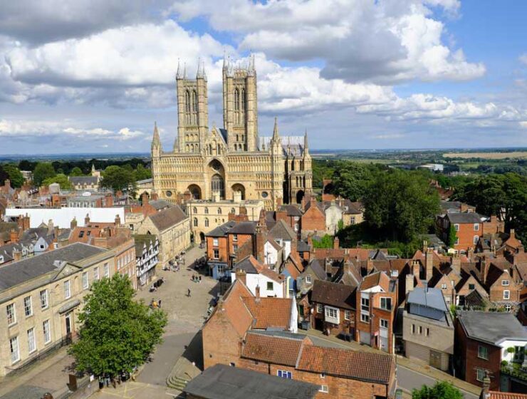 Lincoln Cathedral viewed from Lincoln castle walls Lincoln England