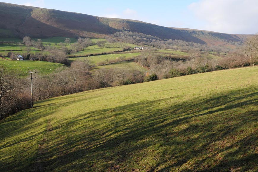 The upper Olchon Valley near to Llanveynoe viewed from a footpath below Blackhill Farm