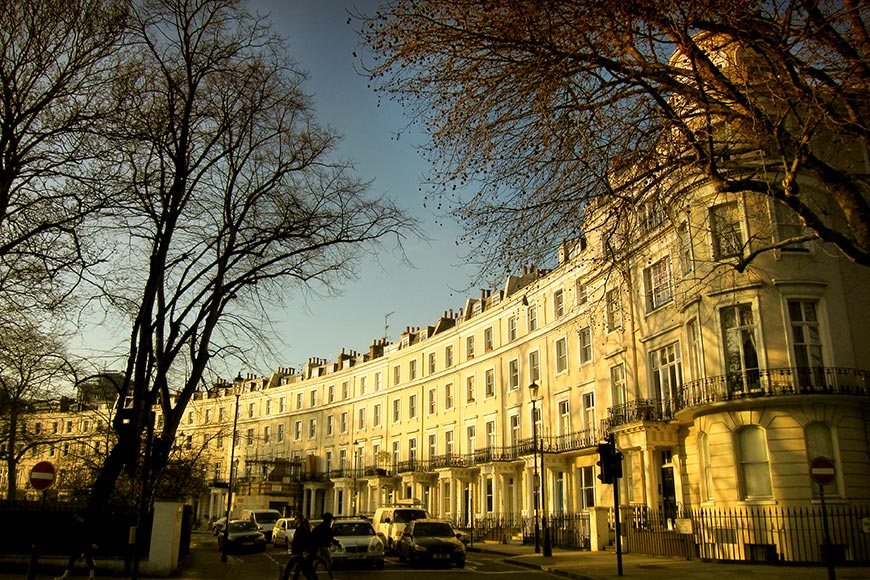 Royal Crescent a Grade II* listed street in Holland Park, west London, England